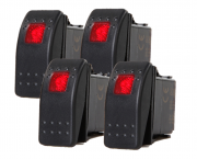 4 PCS ROCKER SWITCH ON-OFF SPST 3 PIN 1 RED LED AUTO
