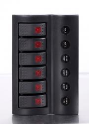 6 Gang Splashproof Circuit Breaker LED Indicator Switch Panel
